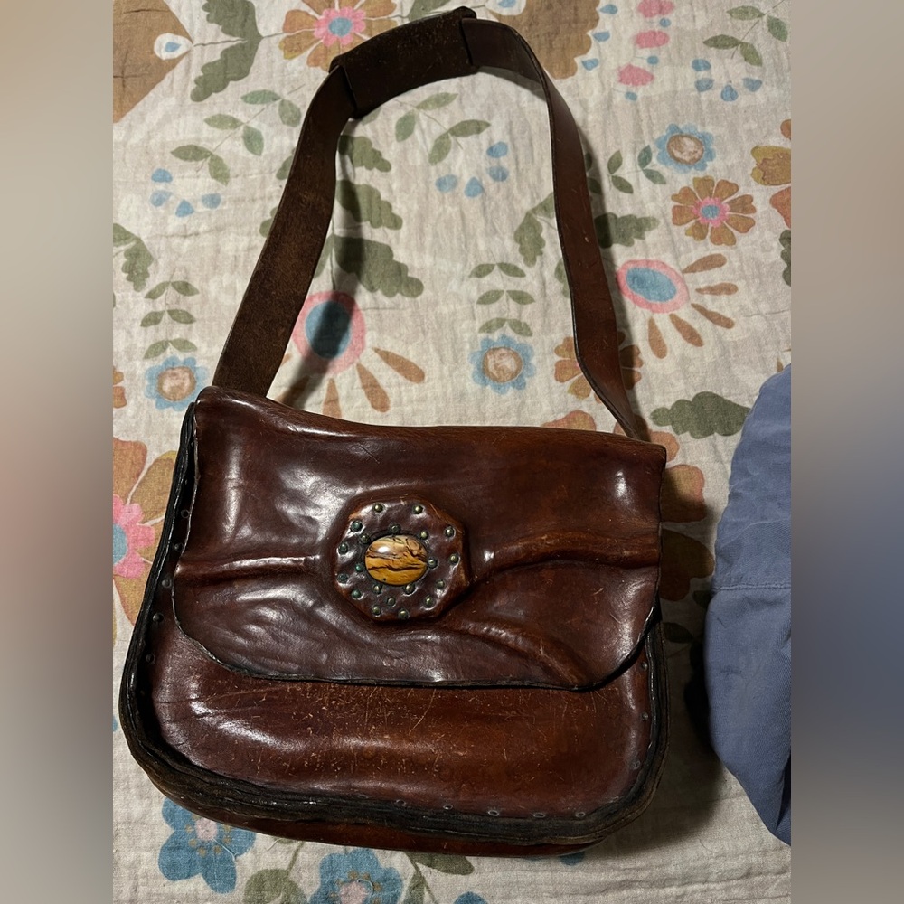 Vintage Brown Leather Shoulder Bag